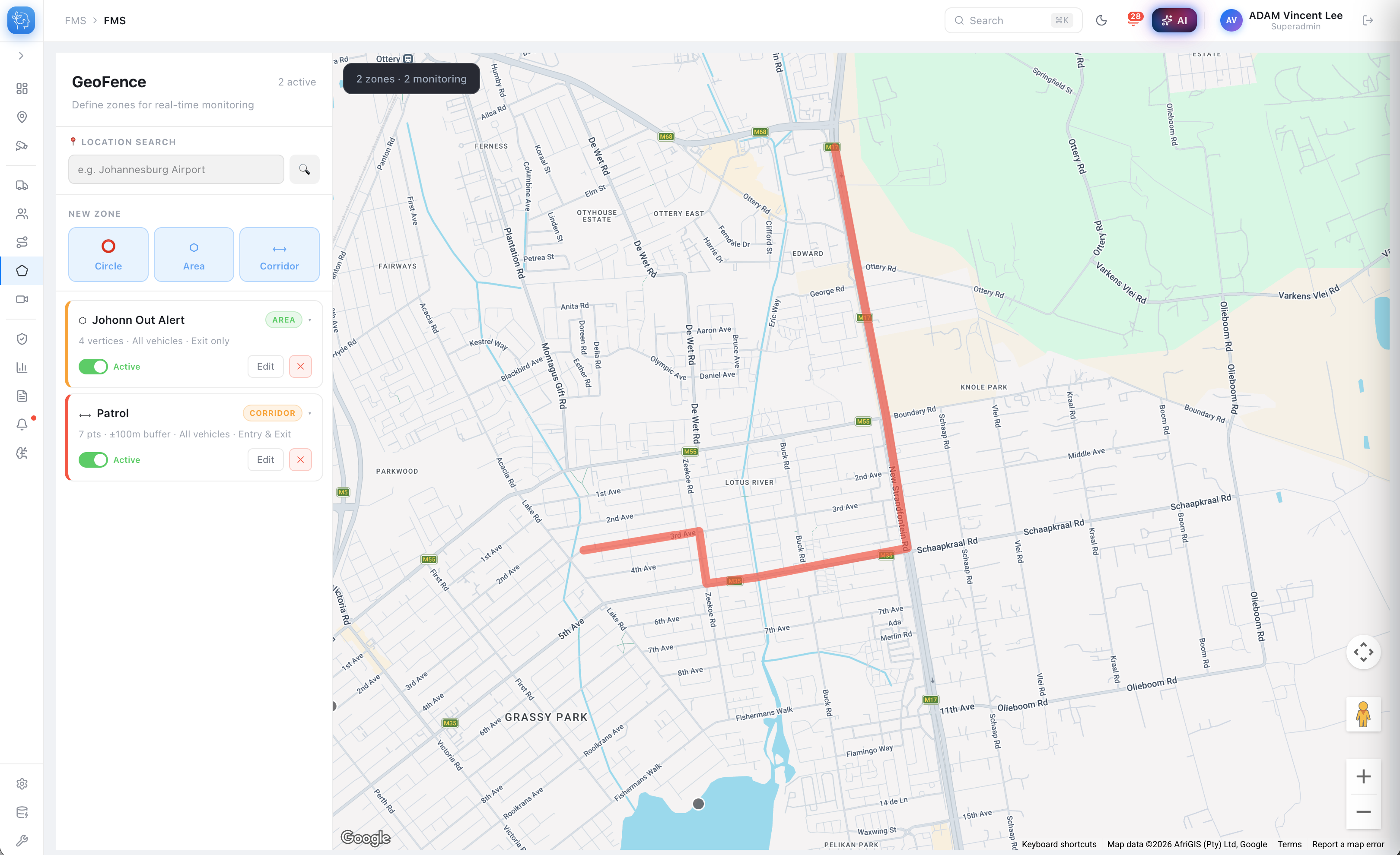 DoHyle® Geofencing zone management and route surveillance