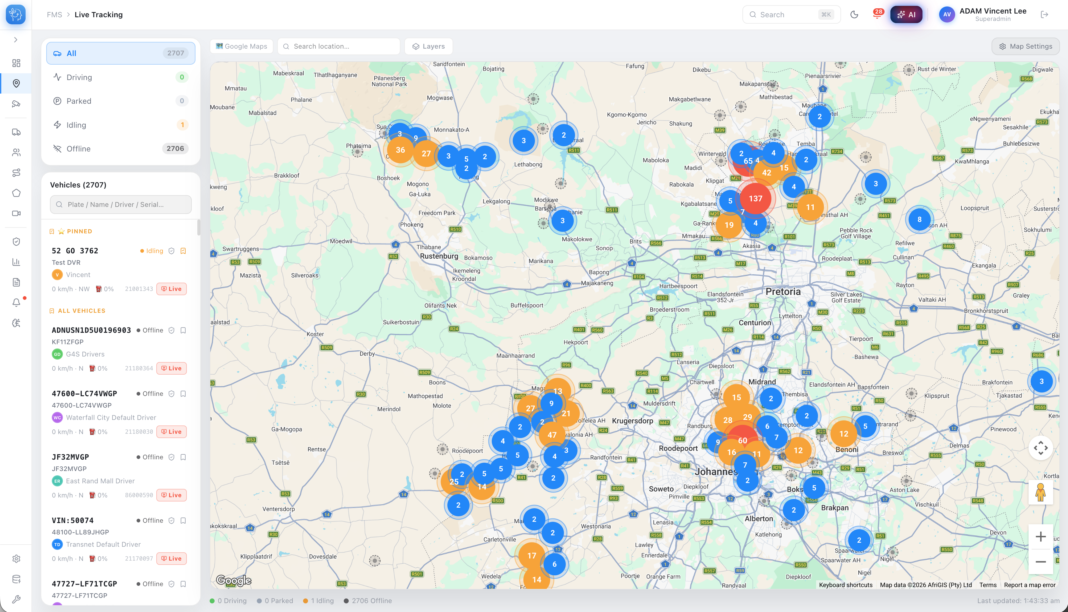 DoHyle® Live GPS Tracking map view