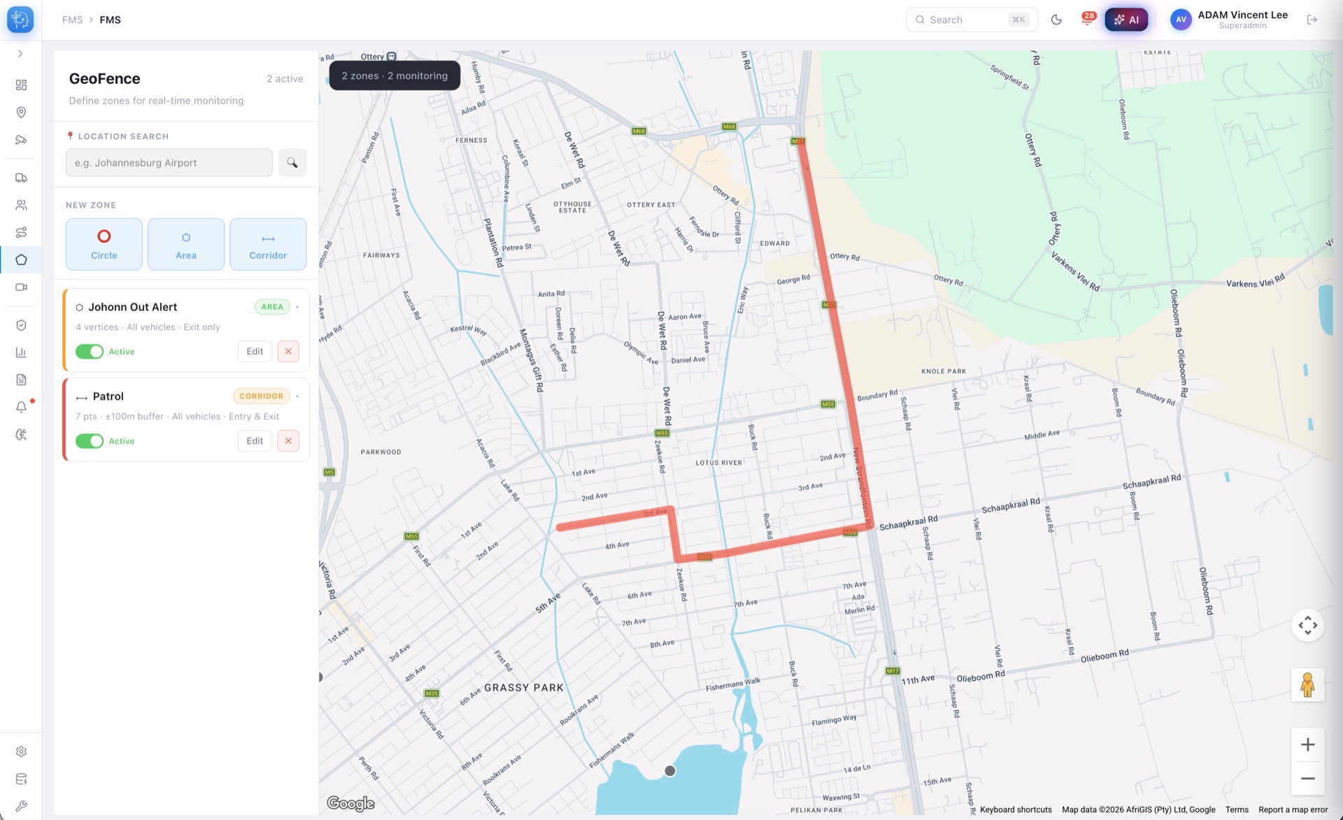 Geofencing map